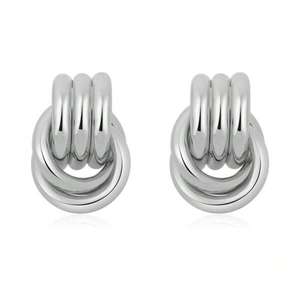 Triple Hoop Drop Earrings | Sterling Silver